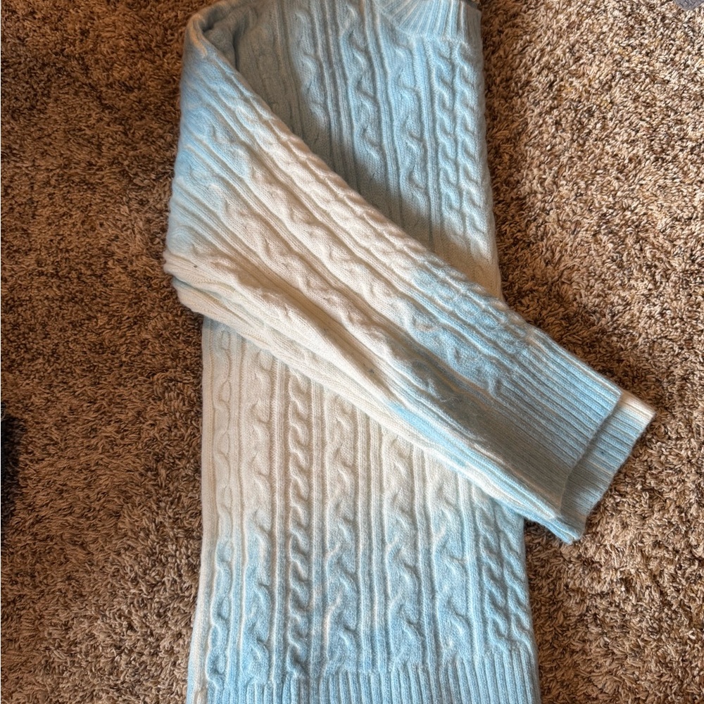 Ombre Blue and White Cable Knit Sweater
